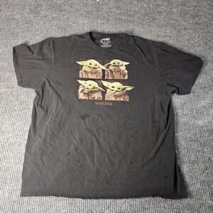 Star Wars Mandalorian Grogu Shirt Mens 2XL Black Baby Yoda Graphic Tee Disney